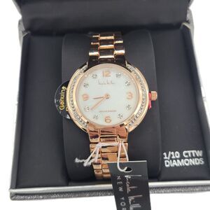 Nicole Miller - New in Box - Diamond Accent & Gold Stainless Steel MOP Watch
